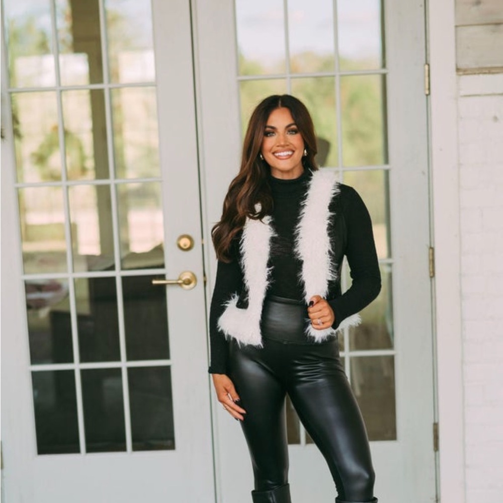 Ladies brand new black leather vest